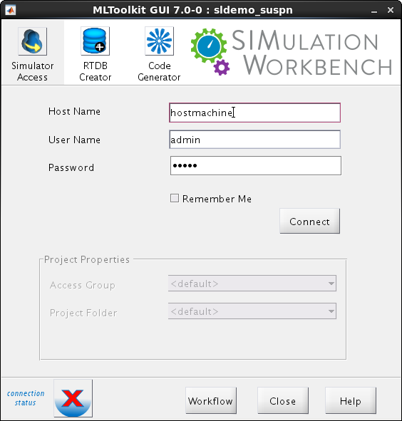 MLToolkit GUI Simulator Access Tab